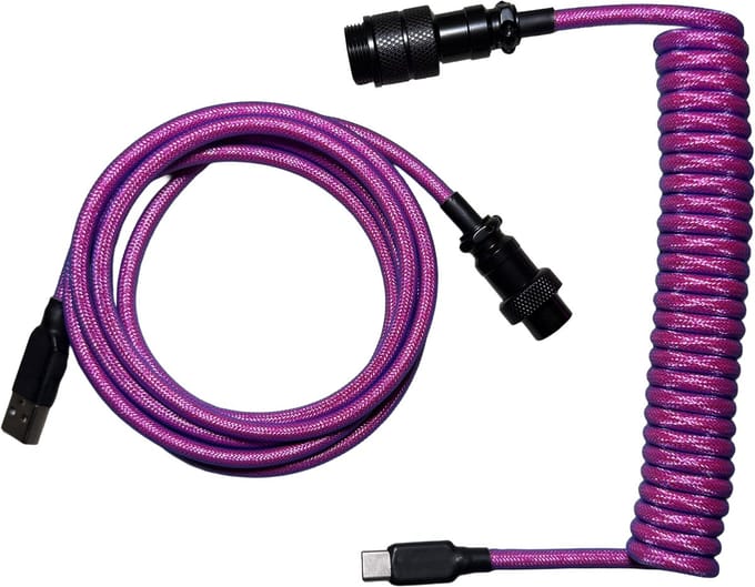 Premium Coiled Cable - Paars - USB-C Naar USB-A - Mechanisch Toetsenbord Kabel
