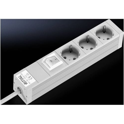 Rittal DK 7240.120 Stekkerdoos Drievoudig, Met schakelaar Aluminium Grijs 1 stuk(s)