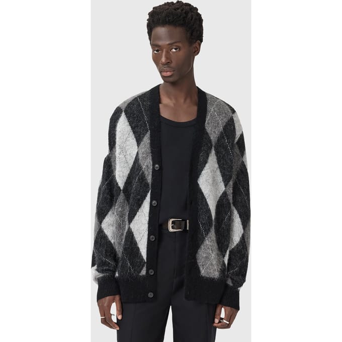 AllSaints Bower Cardigan Black/white Taglia: L | Giacche Outlet | Uomo | Nero