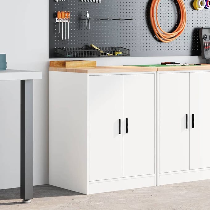 vidaXL - Garagekast - 60x51x85 - cm - massief - grenenhout - wit