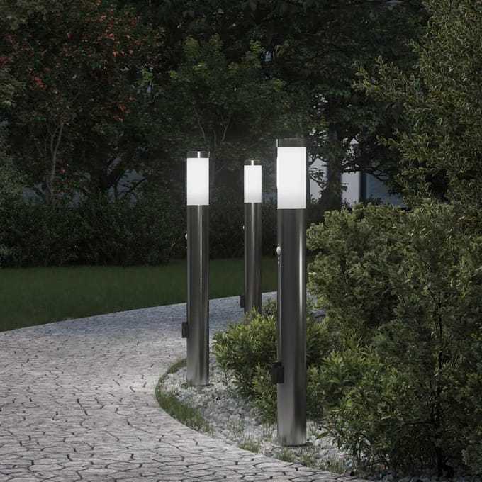 vidaXL Bolderverlichting met sensor en stopcontact 3 stuks 80 cm