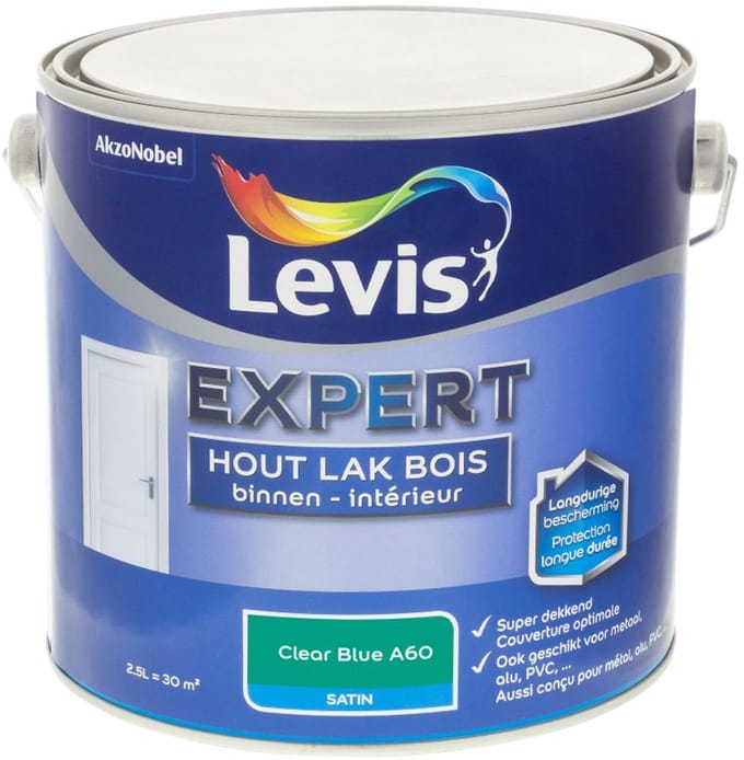 Levis - Expert Hout Lak Binnen Satin Mix - Clear Blue A60 - Mengverf - 2,5 L
