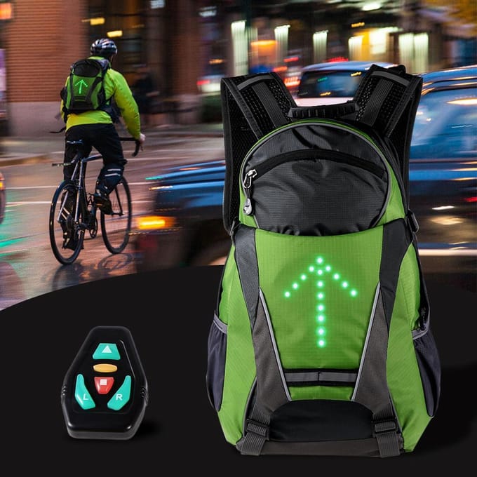 18L Fietsrugzak LED-richtingaanwijzerlicht Buitenveiligheid Nachtelijk rijden Kamperen groen/grijze kleur