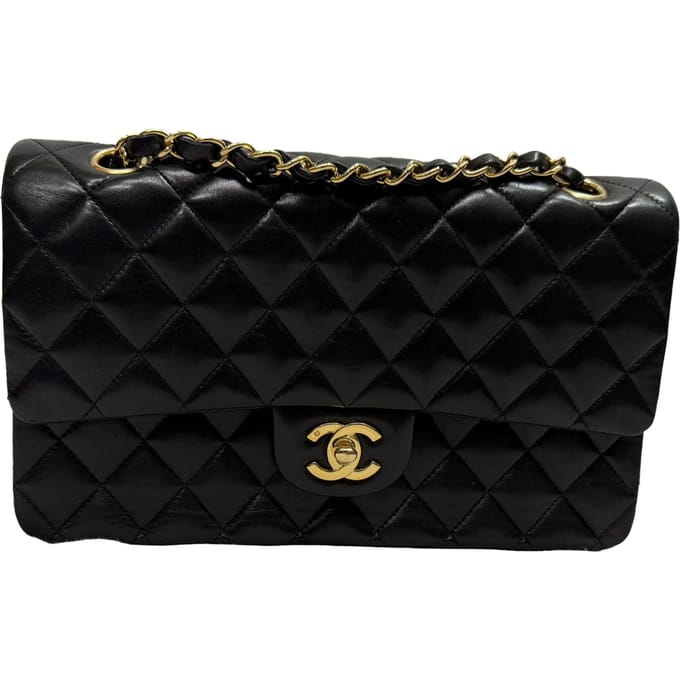 Chanel Medium Classic Double-Flap schoudertas in zwart lamsleer