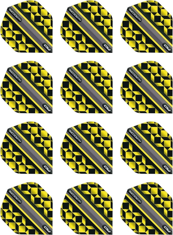 Dart Vluchten Geometrisch Geel Zwart - Set van 12 Stabiele Flights