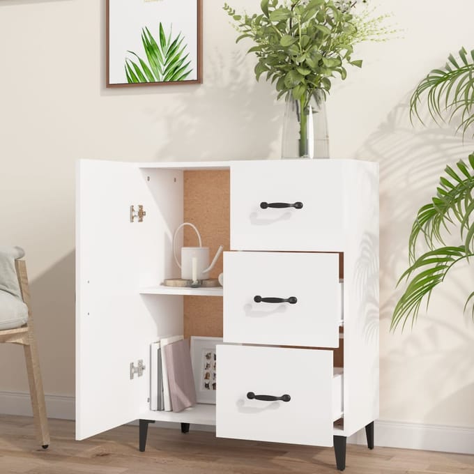 vidaXL - Dressoir - 69,5x34x90 - cm - bewerkt - hout - wit