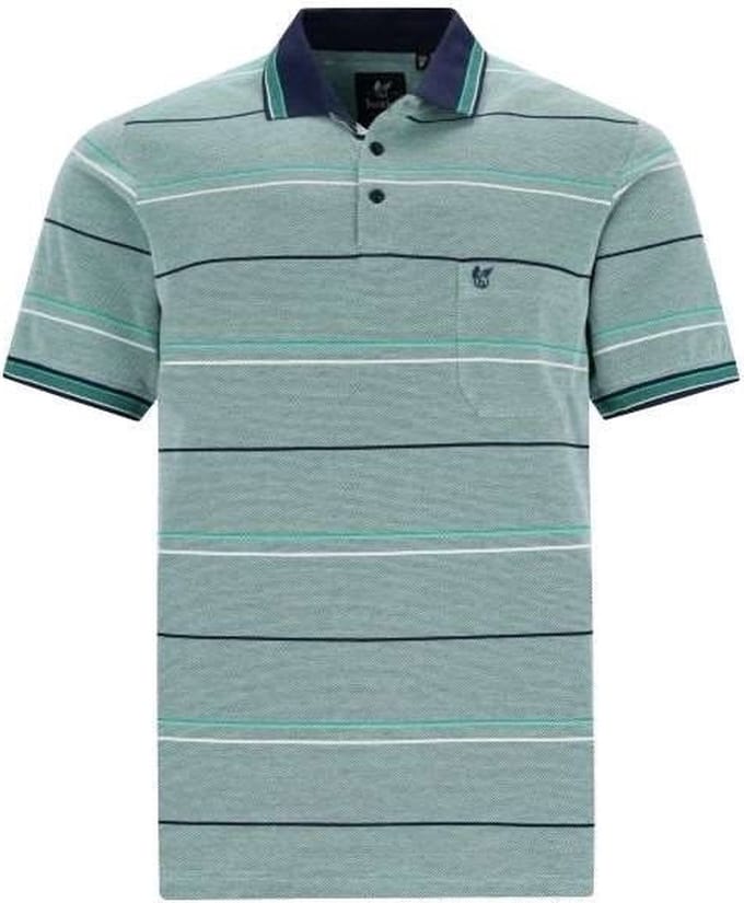 Hajo - Poloshirt Piqué - heren- groen gestreept - maat L