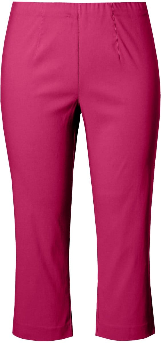 Ulla Popken - Dames - Bengalin broek kuitlang elastische tailleband stretch - Fuchsiaroze - Maat 46