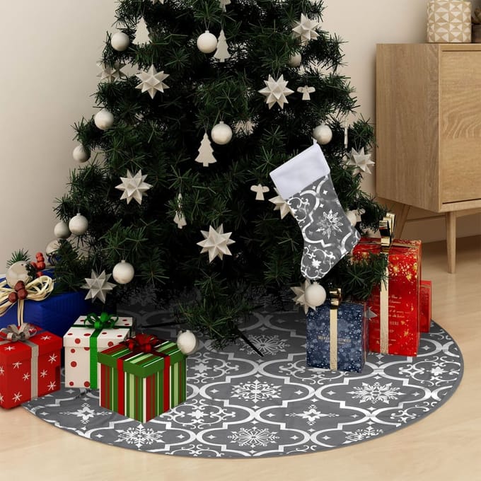 vidaXL - Kerstboomrok - luxe - met - sok - 150 - cm - stof - grijs