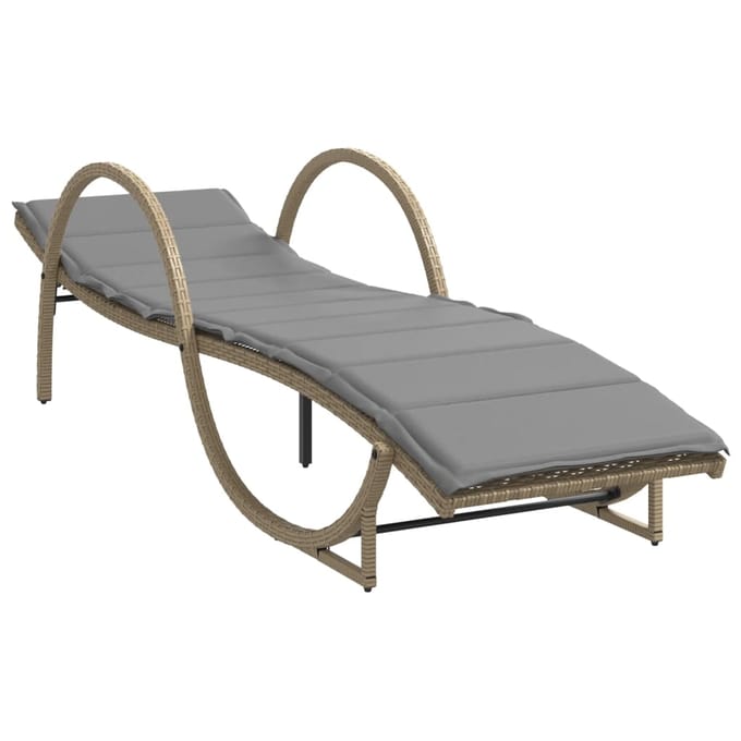 vidaXL - Ligstoelen - 2 - st - met - kussens - poly - rattan - beige