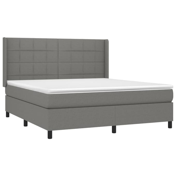 vidaXL - Boxspring - met - matras - stof - donkergrijs - 160x200 - cm