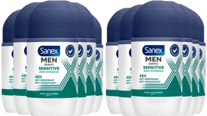 Sanex Deo Roller Men - Dermo Sensitive 48H - 12 x 50 ml - Voordeelverpakking