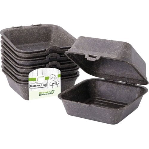 GGM Gastro (60 Stück) Mehrweg-Burgerbox - 160x150x85mm - Grau