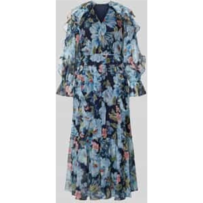 maxi-jurk met ruches en knoopsluiting