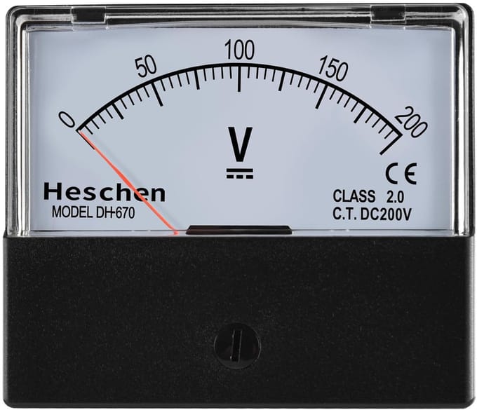 Rechthoekige Analoog Voltmeter 0-200V DC