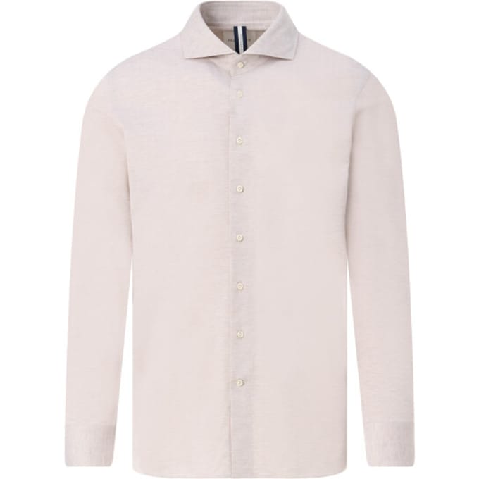 casual overhemd Profuomo knitted shirt beige