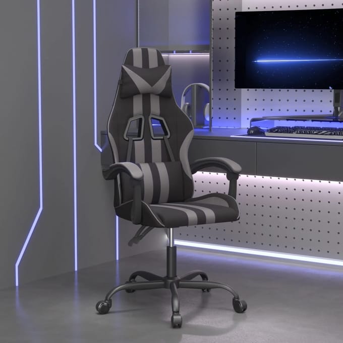 vidaXL - Gamestoel - kunstleer - zwart - en - grijs