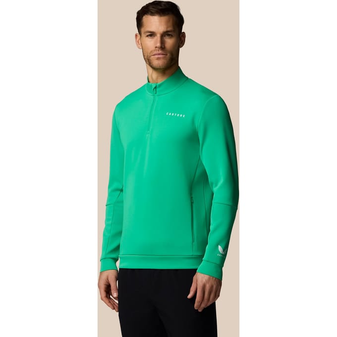 Heren Flex Lange Mouwen Kwartrits Sweatshirt - Jade Groen