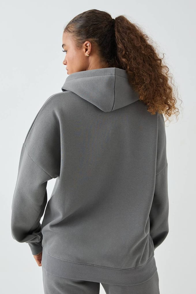 Dames DSGN Studio Oversized Hoodie met Rits | Charcoal | Maat: Medium