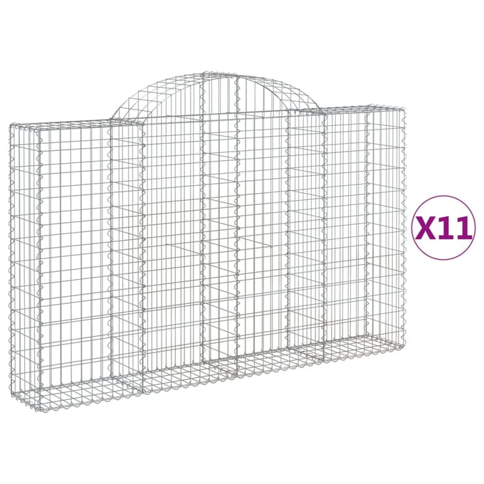 vidaXL - Schanskorven - 11 - st - gewelfd - 200x30x120/140 - cm - ijzer