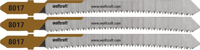 wolfcraft - 3 decoupeerzaagbladen voor Multiplex & MDF - 50mm - HCS-blad met T-schacht - 8017000