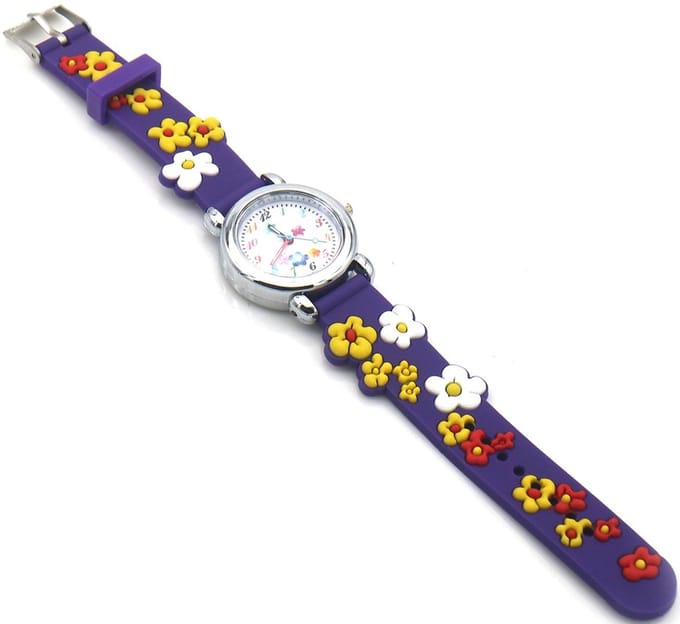 Kinderhorloge - quartz - bloemen - paars