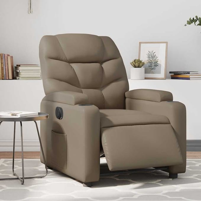 vidaXL - Fauteuil - verstelbaar - elektrisch - kunstleer - cappuccinokleurig
