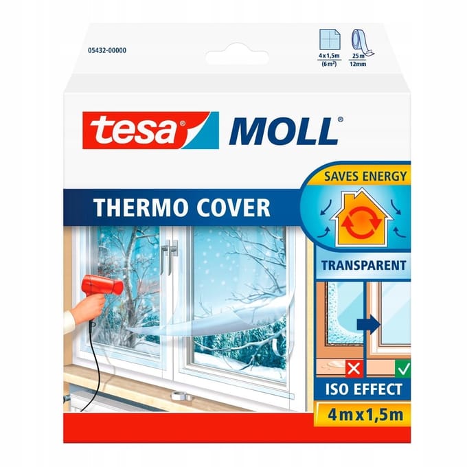Tesa - Thermo Cover - Raamisolatiefolie - 4m x 1,5m - Transparant