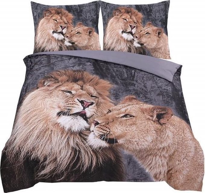 Husch Dekbedovertrek - Lion Love - 200x200/220 - Leeuwen