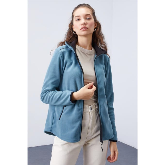 Dames Pluche Rits-Voorkant Sweatshirt