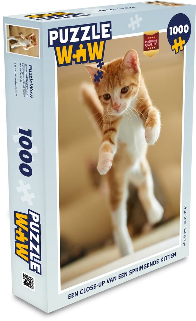 Puzzel Een close-up van een springende kitten - Legpuzzel - Puzzel 1000 stukjes volwassenen