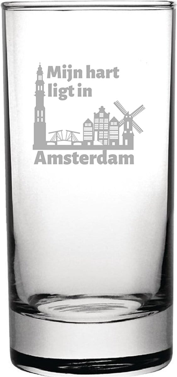 Gegraveerde longdrinkglas 28,5cl Amsterdam