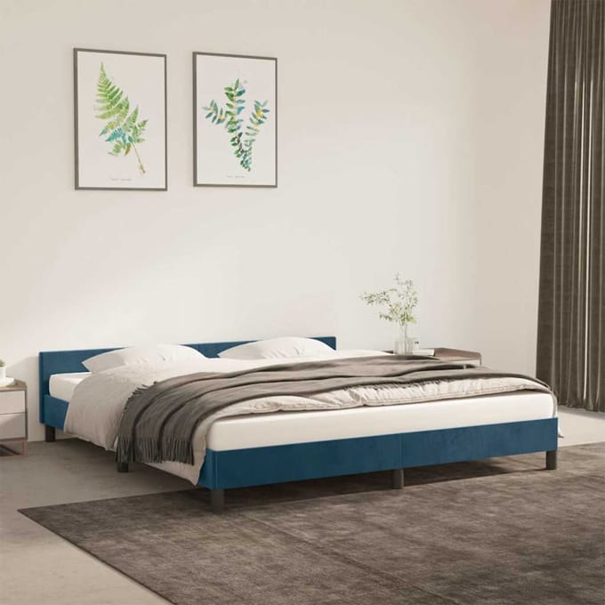 vidaXL - Bedframe - zonder - matras - 180x200 - cm - fluweel - donkerblauw