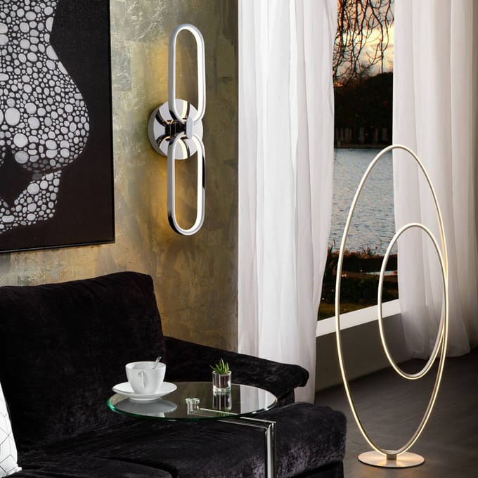 Schuller Valencia LED wandlamp Colette, 2-lamps, chroom