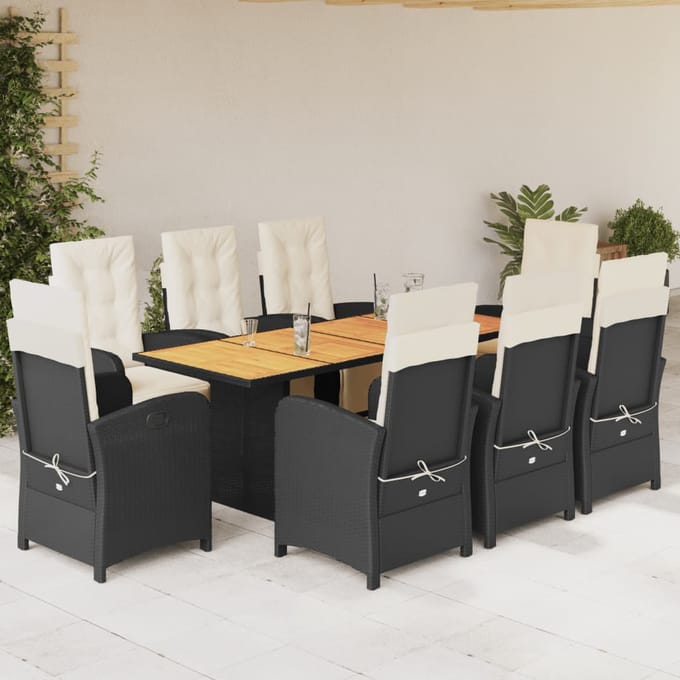 vidaXL - 9-delige - Tuinset - poly - rattan - zwart