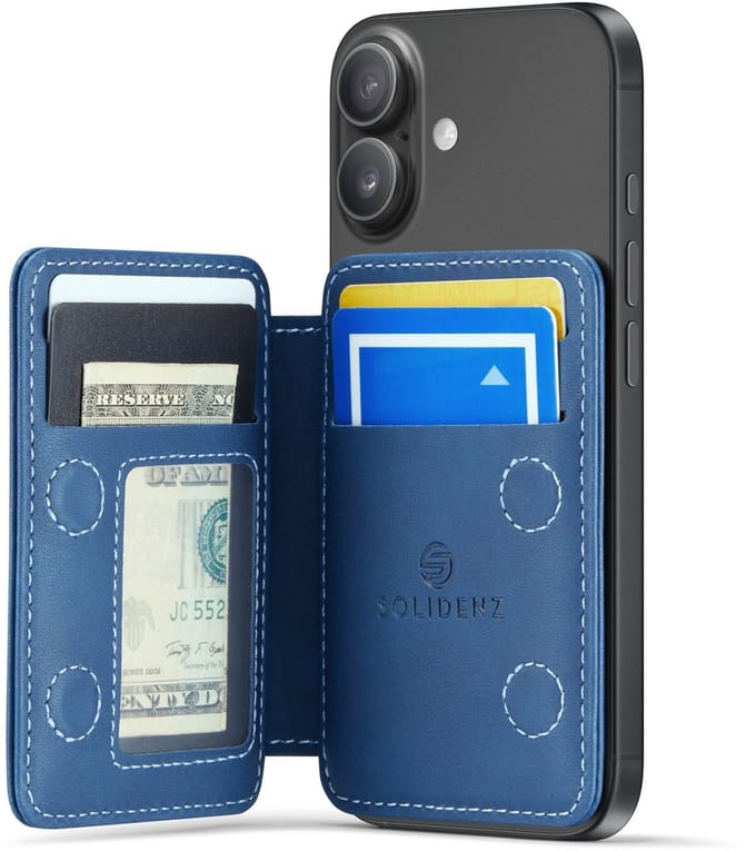 Solidenz Kaarthouder tot 4 kaarten geschikt voor MagSafe Wallet - Blauw - Geschikt voor MagSafe pasjeshouder