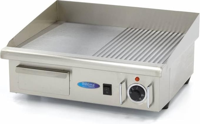 Grillplaat - Half Gegroefd - 55 cm - incl. Opvangbak