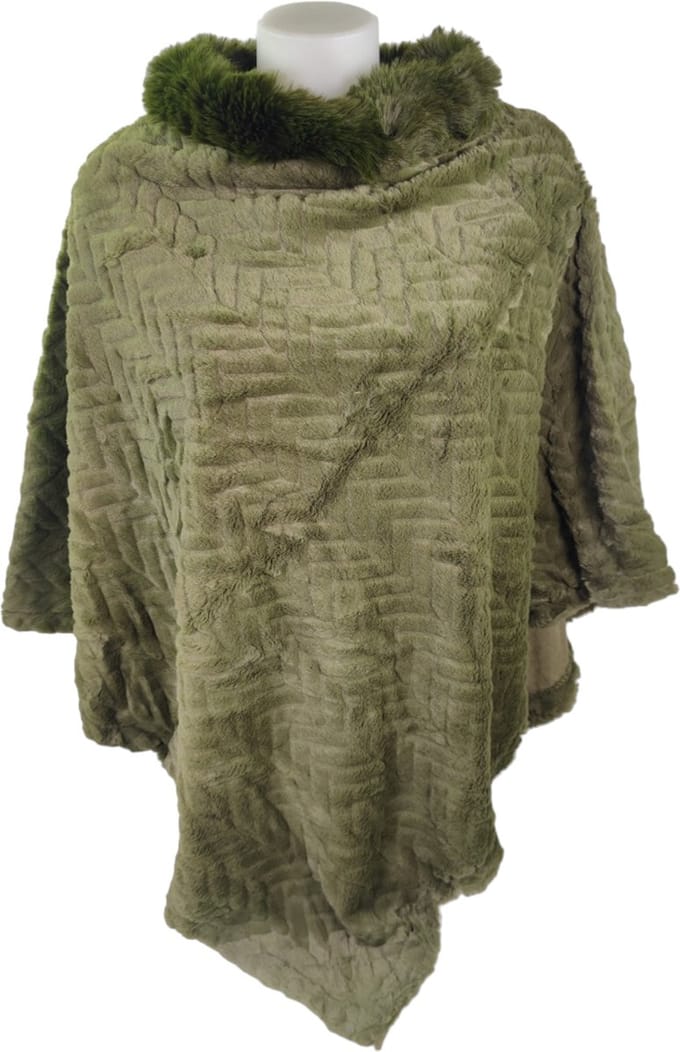 Qischa® - Dames Poncho - Mantel - Winter poncho - One size - groen