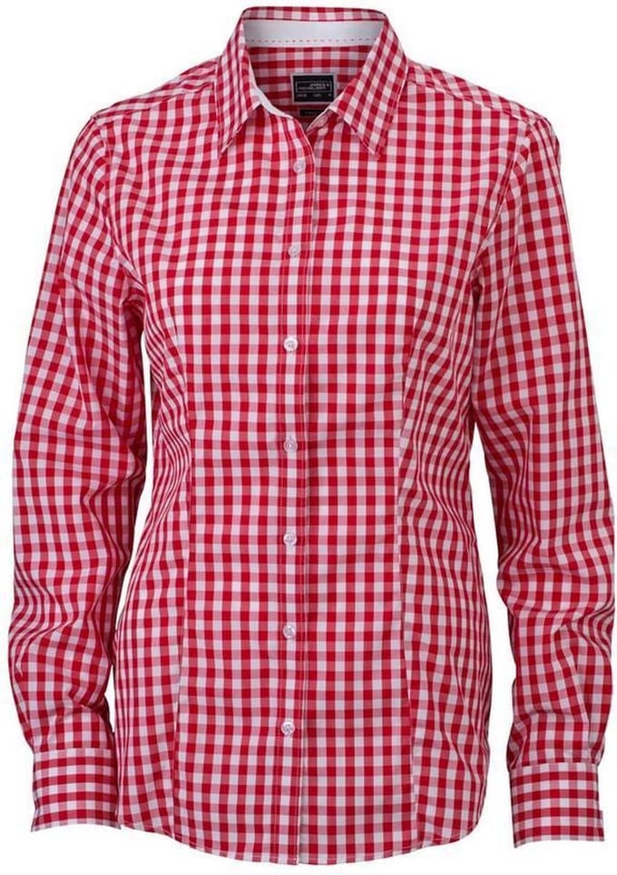 James and Nicholson Dames/dames geruit overhemd (Rood/Wit)