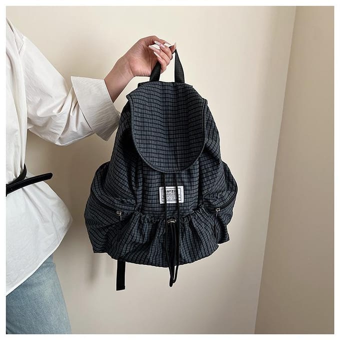 Sac à dos de mode rétro à carreaux pour les déplacements, décontracté, grande capacité, polyvalent, léger, sac d'école one size fits all gray