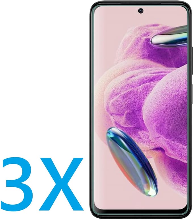 Glasplaatje Geschikt voor: Xiaomi Redmi Note 12S - 3x Screenprotector - screen protector - glas - bescherm - beschermglas