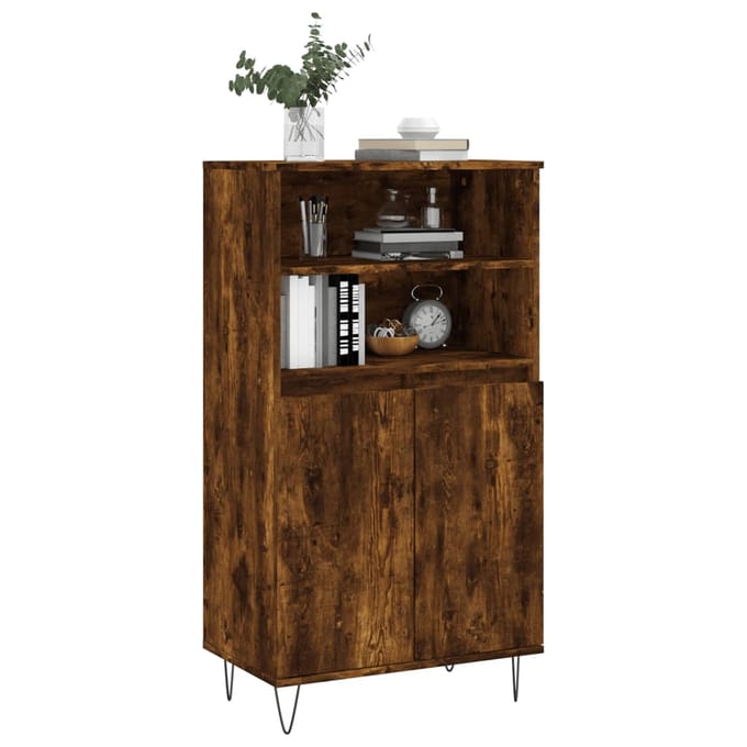 vidaXL Hoge kast 60x36x110 cm bewerkt hout gerookt eikenkleurig