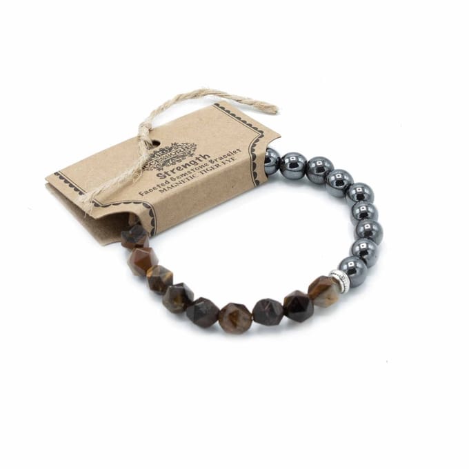 Armband met gefacetteerde edelstenen - Magnetische tijgeroog