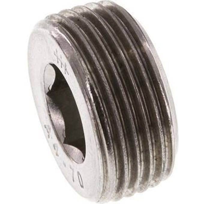 3/4'' RVS Plug met Binnenzeskant zonder kraag 40 Bar - FL1-M-S-034R-I-W