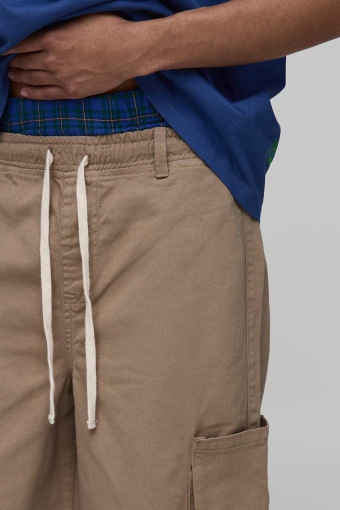 Parachute Fit Boxer Detail Longline Short | Stone | Size Medium