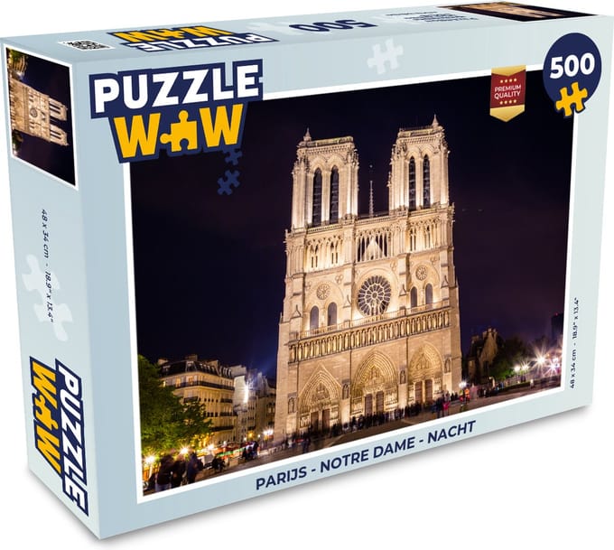 Puzzel Parijs - Notre Dame - Nacht - Legpuzzel - Puzzel 500 stukjes