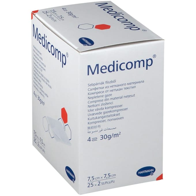 Hartmann Medicomp Kompress 4L 7.5x7.5cm 25x2 Compressen