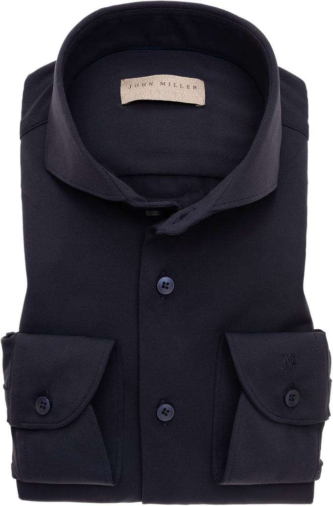 John Miller overhemd Tailored Fit donkerblauw