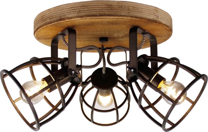Chericoni Aperto Plafondspot - 3-lichts - Black steel - Hout, Metaal
