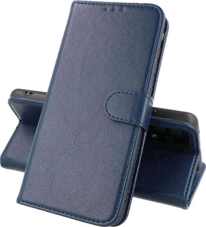 Hoesje Geschikt voor iPhone 13 Pro Max - Kaarthouder Book Case Telefoonhoesje - Navy